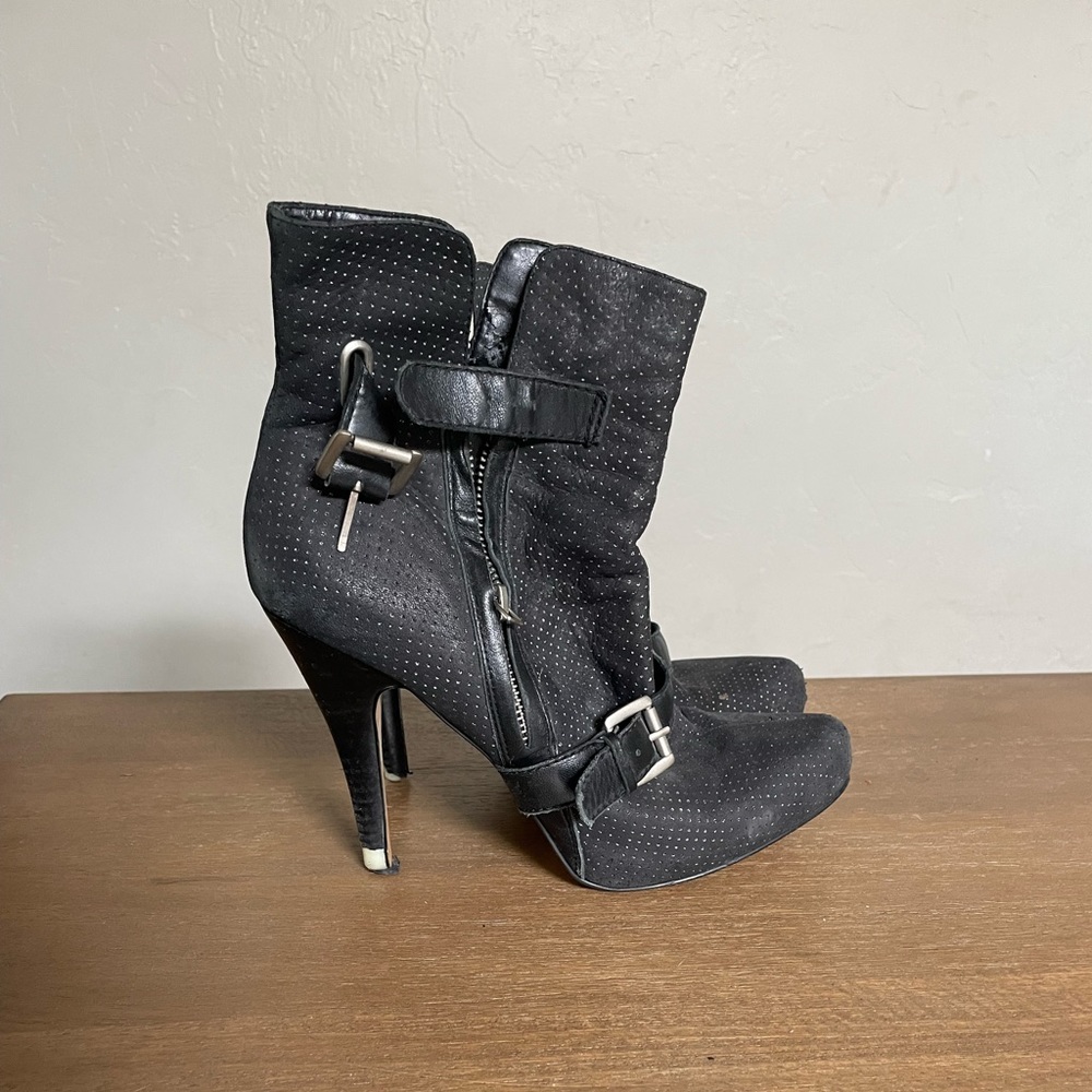 Black high heel ankle boots, size 9